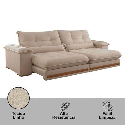 Sofá Dubai Linho 02 Módulos De 120 Cm B25 Cm Meu Sofá Online A226 Linho Bege