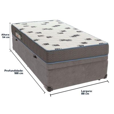 Cama Box Baú Cinza E Colchão Light Espuma D33 Solteiro Ortobom