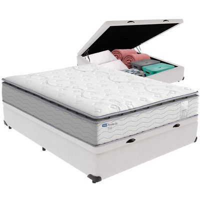 Cama Box Baú E Colchão Amsterdã Molas Ensacadas Casal Probel Casal Branco