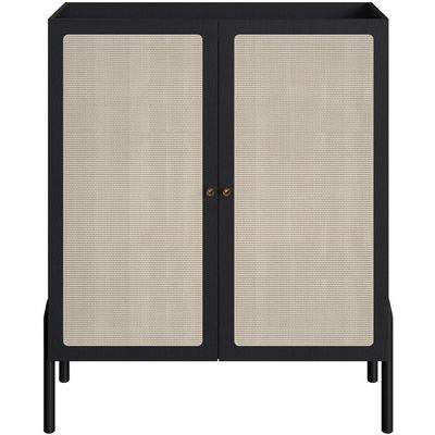 Armário Bar Para Sala 2 Portas 93cm Pés Madeira Moss A03 Nero Preto - Lyam Decor