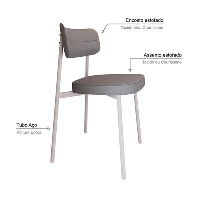 Conjunto com 6 Cadeiras Alloa Polipropileno Cinza Claro e Branco
