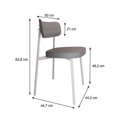 Conjunto com 6 Cadeiras Alloa Polipropileno Cinza Claro e Branco