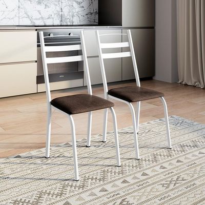 Conjunto com 2 Cadeiras Peters Revestimento Sintético Imbuia e Branco