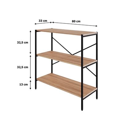 Estante com 3 Prateleiras Tub Mel e Preta 80 cm