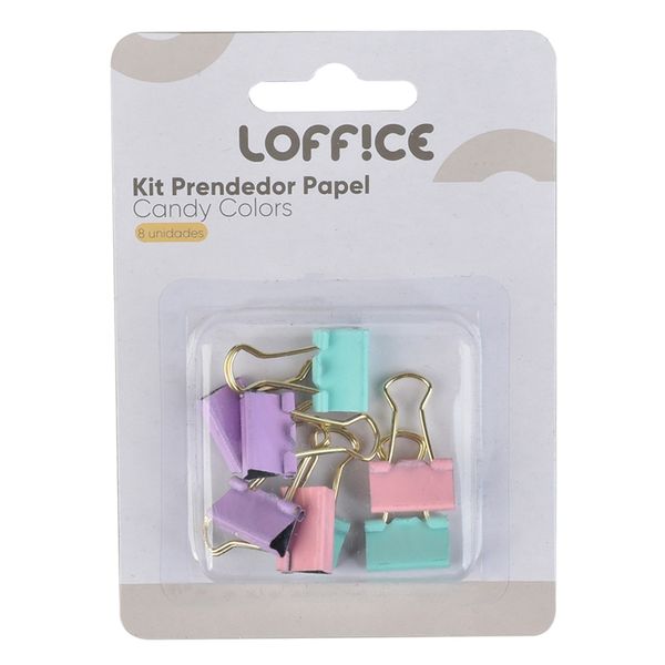 Prendedor Papel 8 unidades 15mm CV244905 Loffice Sortido