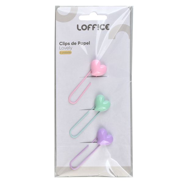 Conjunto Clips Papel 3 unidades Lovely CV244908 Loffice Sortido