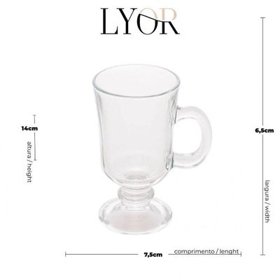 Kit 6 Taça Cappuccino Chocolate Café Irish Coffe 220ml Lyor