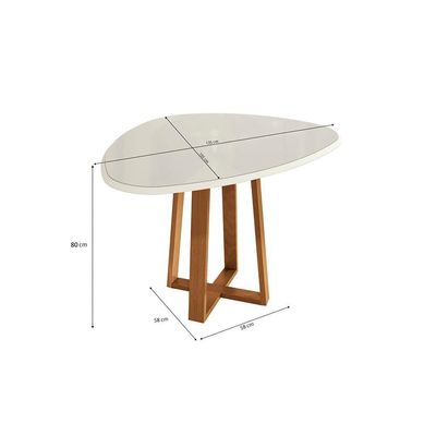 Mesa De Jantar Kappesberg Em Madeira Maciça Com Tampo De Vidro Off White 135cm