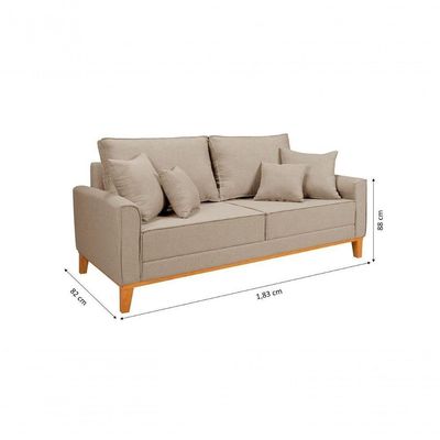 Kit Sofá Beny + 2 Poltronas Para Sala Confortável Linho Bege