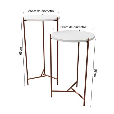 Mesa Lateral Redonda áquila Cobre E Tampo Branco