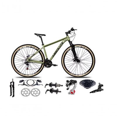 Bicicleta Aro 29 Absolute Nero 5 Câmbios Shimano 24v K7 Freios Hidráulicos Garfo Trava Com Pneu Faixa - Oliva Tam.15