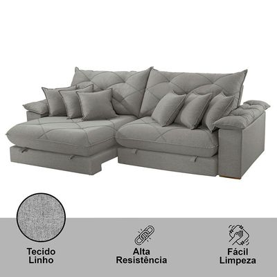 Sofá ágata Linho Dois Módulos De 100cm B25 Meu Sofá Online A230 Linho Cinza