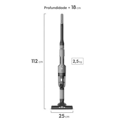 Aspirador de Pó Vertical Sem Fio Electrolux Ergorápido 2 em 1 Cyclonic Power até 30 min Cinza (ERG018) Bivolt