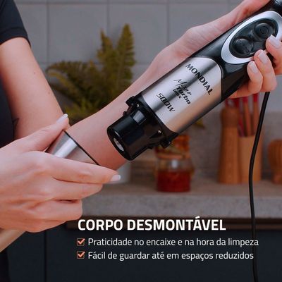 Mixer Turbo Inox Mondial Preto e Inox 500W M-16-BI 220V