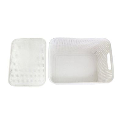 Caixa Organizadora Rattan Cesto Branco Com Tampa 7 Litros