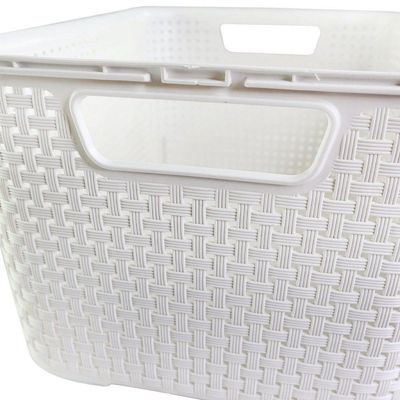 Caixa Organizadora Rattan Cesto Branco Com Tampa 7 Litros