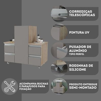 Gabinete Banheiro Coluna Para Encaixe Madeirado Cinza