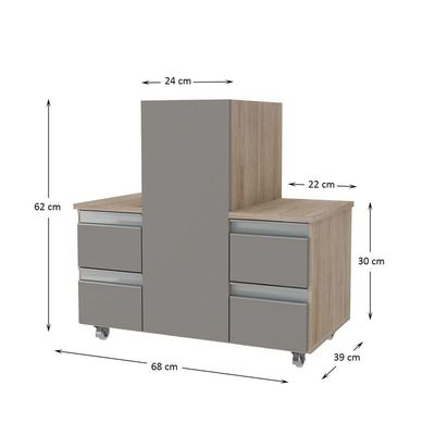 Gabinete Banheiro Coluna Para Encaixe Madeirado Cinza
