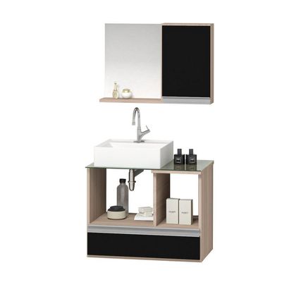 Conjunto Gabinete Venus 60cm Madeirado Preto