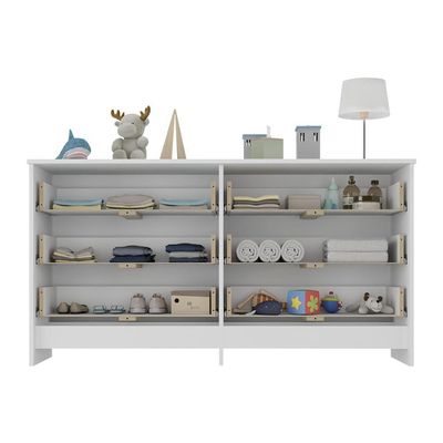 Cômoda Infantil 136cm Com 6 Gavetas Multimóveis Mp4336 Branco Branco