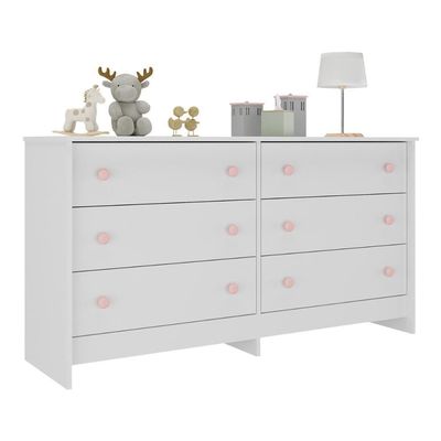 Cômoda Infantil 136cm Com 6 Gavetas Multimóveis Mp4335 Branco Branco