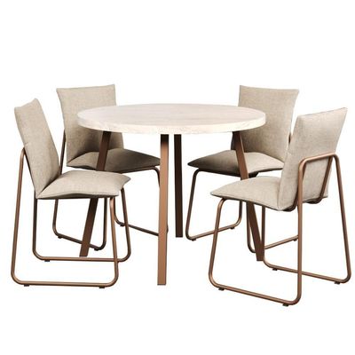 Conjunto Sala De Jantar 4 Cadeiras Bolzano Carraro Petra E Rosê