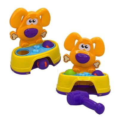 Bate Dog Brinquedo Interativo Com Martelo E Bolinhas Para Cachorros
