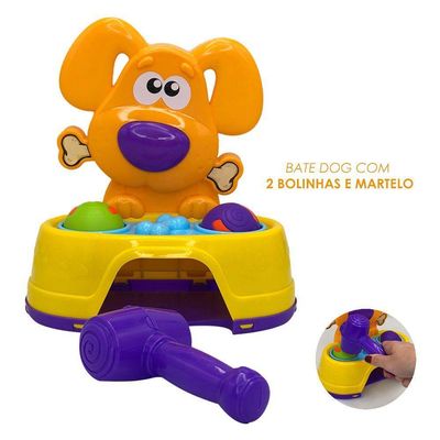 Bate Dog Brinquedo Interativo Com Martelo E Bolinhas Para Cachorros
