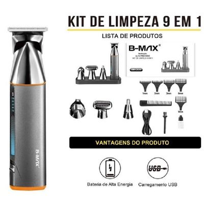 Maquina Cortador De Cabelo 9x1 Barbeador Aparador De Pêlos Nariz