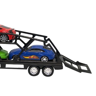 Caminhão Cegonha Grande Com 3 Mini Carros - Azul (56 Caracteres)