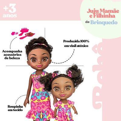 Conjunto De Bonecas Juju Mommy E Filhinha Negra Com Acessórios - Diversão Garantida Para Todas As Idades