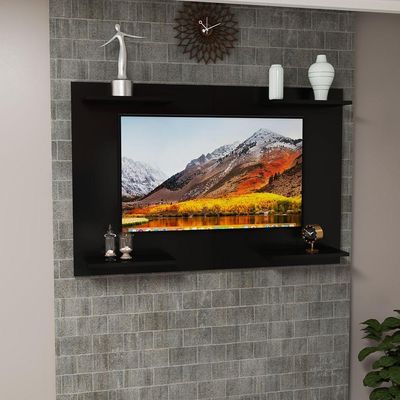 Painel Para TV Até 50 Pol Home Amanda Em MDF Laqueado Moderno Preto