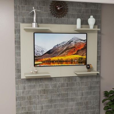 Painel Para TV Até 50 Pol Home Amanda Em MDF Laqueado Moderno Off White