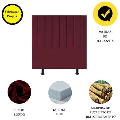 Cabeceira Estofada Cama Solteiro 90 Cm Sara Suede E Frame Cor:bordô