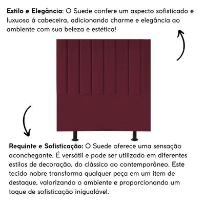 Cabeceira Estofada Cama Solteiro 90 Cm Sara Suede E Frame Cor:bordô