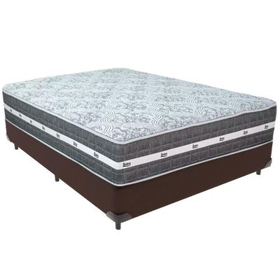Cama Box Marrom E Colchão Black Graphite Molas Ensacadas Casal Anjos