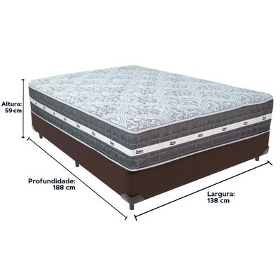 Cama Box Marrom E Colchão Black Graphite Molas Ensacadas Casal Anjos