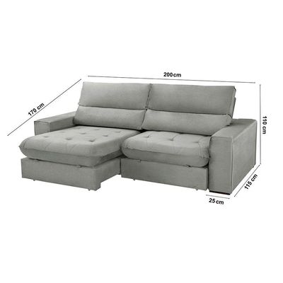 Sofá Aspem Linho 02 Módulos De 100m B25cm Meu Sofá Online A230 Linho Cinza