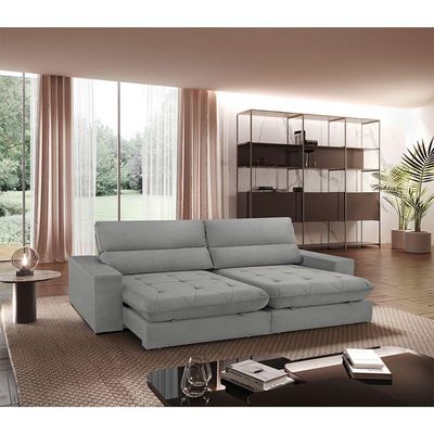 Sofá Aspem Linho 02 Módulos De 100m B25cm Meu Sofá Online A230 Linho Cinza