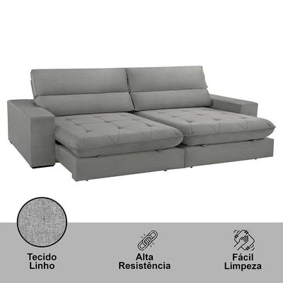 Sofá Aspem Linho 02 Módulos De 100m B25cm Meu Sofá Online A230 Linho Cinza