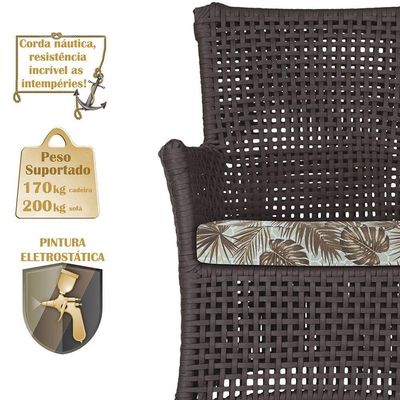 Jogo Sofá 4 Poltronas E Mesa Igapó Fendi E6 Trama Original Marrom