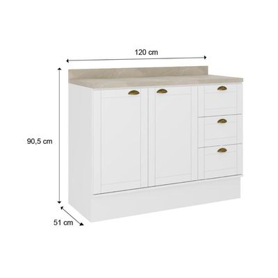 Balcão De Cozinha Bella 2608 2 Portas E 3 Gavetas S-tampo 120cm Nogal-cinza - Carraro