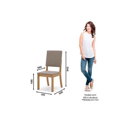 Kit 4 Cadeiras Sala Jantar Milla 4 Un Nature-suede Marrom Amendoa - Henn