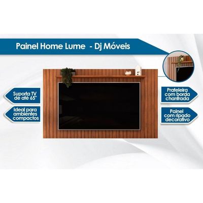 Home P/ Tv Até 65 Pol Lume Ripado C/ Prateleira 175x108cm Freijo - Dj Móveis