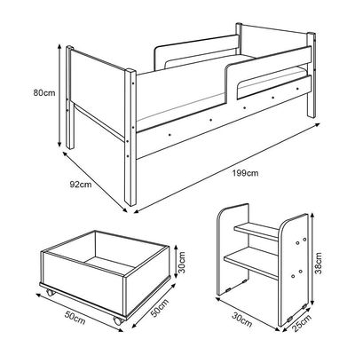 Kit Cama Infantil Luna Com Organizador Escada + Cômoda Isa - Branco - Branco