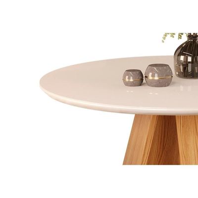Mesa De Sala Jantar Celeste C- Tampo Madeirado Vidro Redondo 103x103cm Freijo-cinza Urbano - Dj Móveis