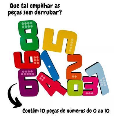 MONTE E EMPILHE NÚMEROS - EDUCATIVO - MADEIRA -7042 - BABEBI