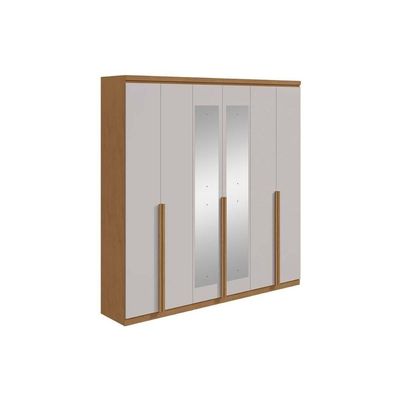 Guarda Roupa Casal 6 Portas (2 C- Espelho) E 4 Gavetas Alonzo New Branco