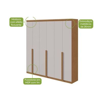Guarda Roupa Casal 6 Portas (2 C- Espelho) E 4 Gavetas Alonzo New Branco