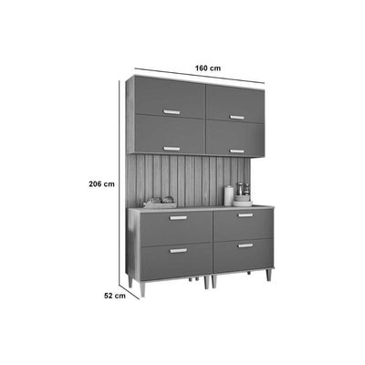 Cozinha Completa Bella 5 Peças S- Portas (2 Armários + 2 Balcões + 1 Painel Ripado) Freijo - Mgm